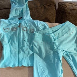 Teal blue vintage Bebe sweatsuit